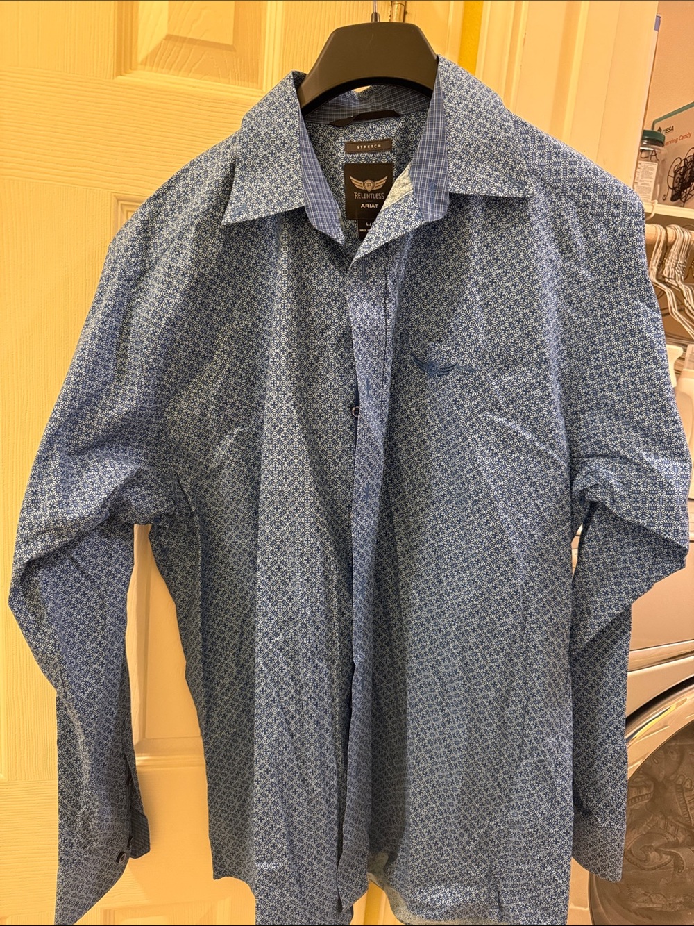 Ariat Light Blue Geometric Long-Sleeve Dress Shirt